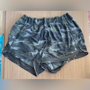 Athleta Army Green Camo Running Shorts